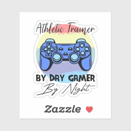 Athletic Trainer by Day Gamer - acht Sticker (Vel)