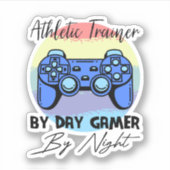Athletic Trainer by Day Gamer - acht Sticker (Voorkant)