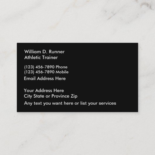Athletic Trainer Professional-Visitekaartjes Visitekaartje (Achterkant)