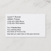 Athletic Trainer Visitekaartjes (Achterkant)