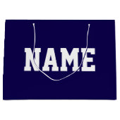 Athletic White YOUR NAME Text On Deep Navy Blue Groot Cadeauzakje (Voorkant)