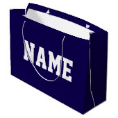 Athletic White YOUR NAME Text On Deep Navy Blue Groot Cadeauzakje (Achterkant Gekanteld)