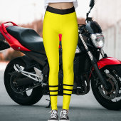 Athletic Women Modern Cute Yellow Black Stripes Leggings