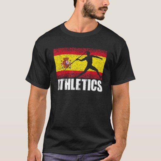 Athletics Sport Spain Vlag Spaans Javelin Throw T-shirt (Voorkant)