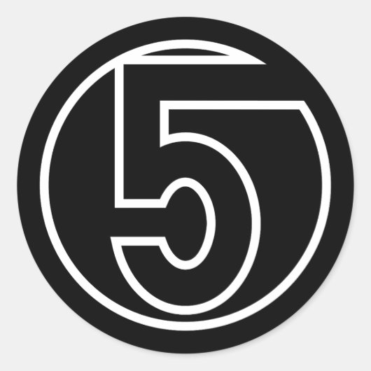 Athletten Nummer 5 cirkelvorm Ronde Sticker (Voorkant)