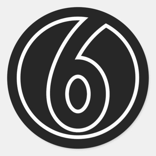 Athletten Nummer 6 cirkelvorm Ronde Sticker (Voorkant)