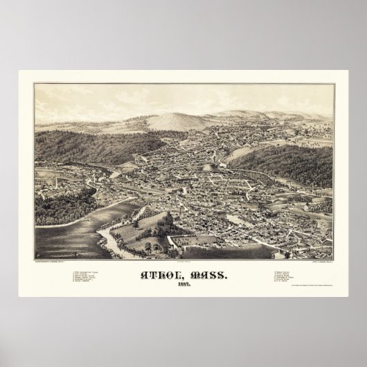 Athol, MA Panorama Map - 1887 Poster (Voorkant)