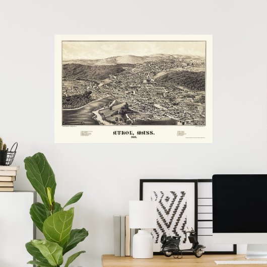 Athol, MA Panorama Map - 1887 Poster (Thuiskantoor)