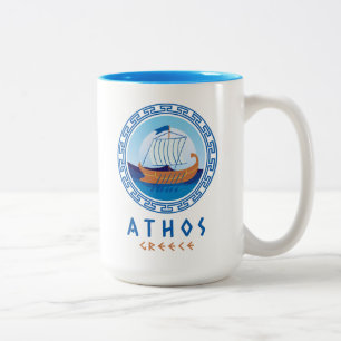 Athos, Griekenland Grieks scheepsontwerp Tweekleurige Koffiemok
