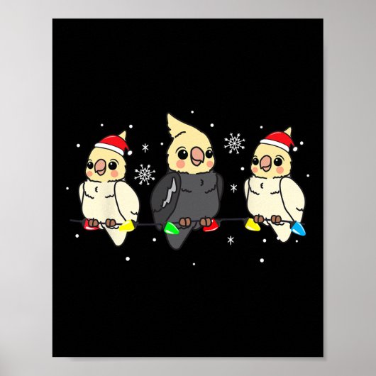 Atiel Bird Kerstverlichting Grappig Huisdier Kerst Poster (Voorkant)