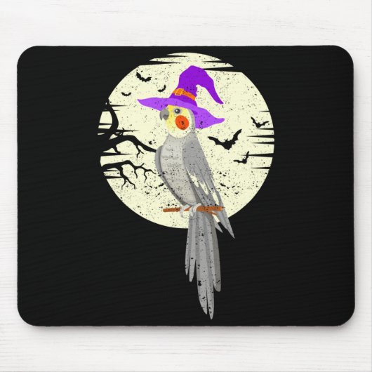 Atiel Bird Witch Hat Funny Halloween Animal Lover  Muismat (Voorkant)