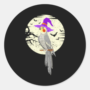 Atiel Vogel Heksenhoed Grappig Halloween Dierenlie Ronde Sticker