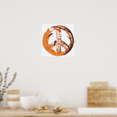 Atistic Fox Peace Sign Autumn Leaves Tree Poster (Keuken)
