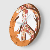 Atistic Fox Peace Sign Autumn Leaves Tree Poster Grote Klok (Hoek)