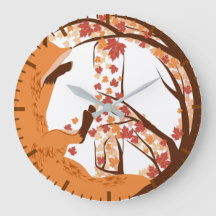 Atistic Fox Peace Sign Autumn Leaves Tree Poster