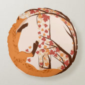 Atistic Fox Peace Sign Autumn Leaves Tree Poster Rond Kussen (Voorkant)