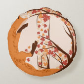 Atistic Fox Peace Sign Autumn Leaves Tree Poster Rond Kussen (Achterkant)