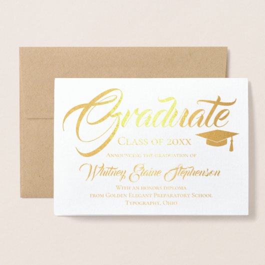 Atistisch script Afstuderen-uitnodiging Folie Kaarten (Voorkant met envelop)