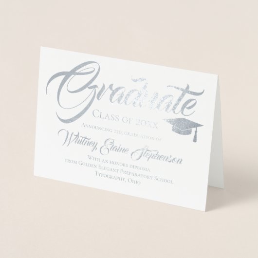 Atistisch script Afstuderen-uitnodiging Folie Kaarten (Voorkant)