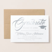 Atistisch script Afstuderen-uitnodiging Folie Kaarten (Voorkant met envelop)