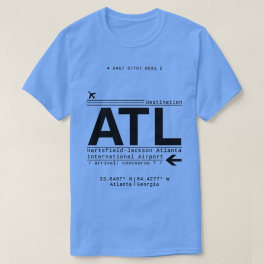 ATL Atlanta International Airport Call Letters T-shirt (Design voorkant)