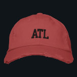 ATL "Atlanta" Monogram Zwart en Rood Stijl Geborduurde Pet<br><div class="desc">ATL "Atlanta" Monogrammed geborduurd Zwart op rood stijl distressed cotton pet. Maakt een prachtig cadeau voor iedereen die van Atlanta GA houdt! Als u ook liever uw persoonlijke monogram wilt hebben, selecteert u de knop "Deze sjabloon personaliseren" om jouw naam-initialen in te voeren. Borduurwerk is aanpasbaar aan andere kleurkeuzes door...</div>