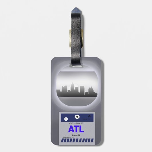 ATL-CODE EN SKYLINE BAGAGELABEL (Achterkant verticaal)