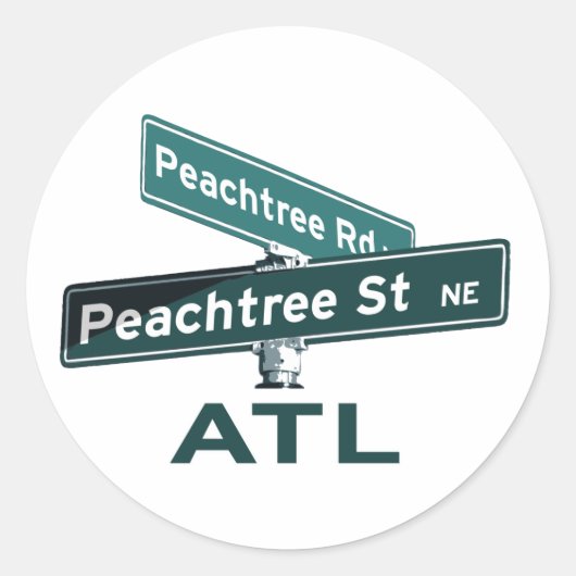 ATL Peachtree Signs Ronde Sticker (Voorkant)