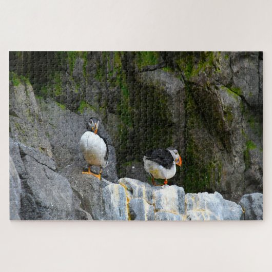 Atlanische Puffins. Legpuzzel (Horizontaal)