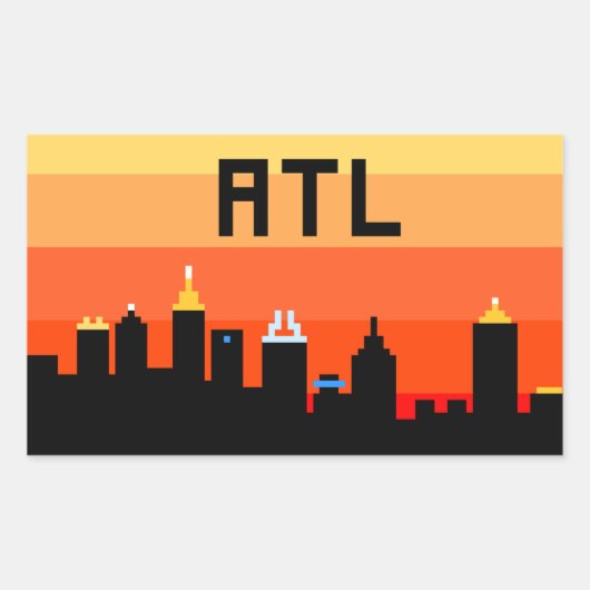Atlanta 8-bits Skyline ATL Rechthoekige Sticker (Voorkant)
