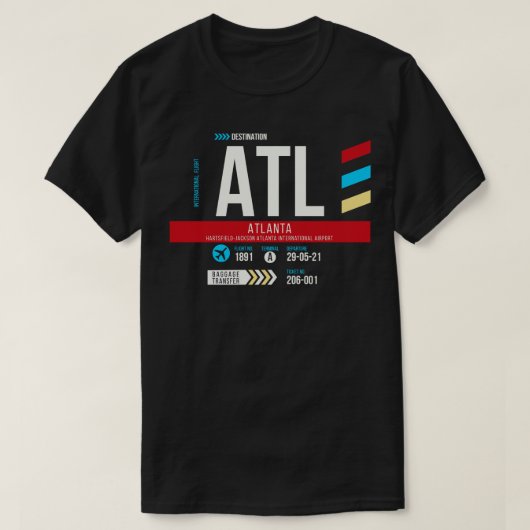 Atlanta ATL Airport Code Bagage Label T-shirt (Design voorkant)