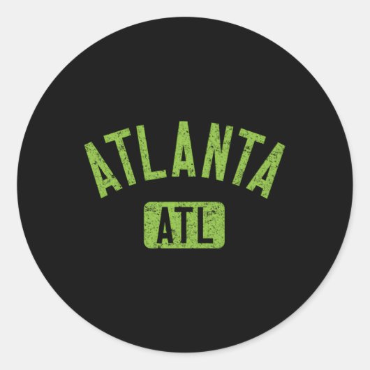 Atlanta Atl Arched Text Neergestreken Lime Groene  Ronde Sticker (Voorkant)