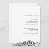 Atlanta bruiloft elegante skyline uitnodiging (Voorkant / Achterkant)