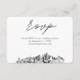 Atlanta Bruiloft Minimalistische Schets RSVP Informatiekaartje