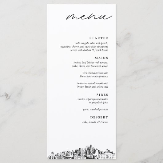 Atlanta Bruiloft Receptie Diner Menu (Voorkant)