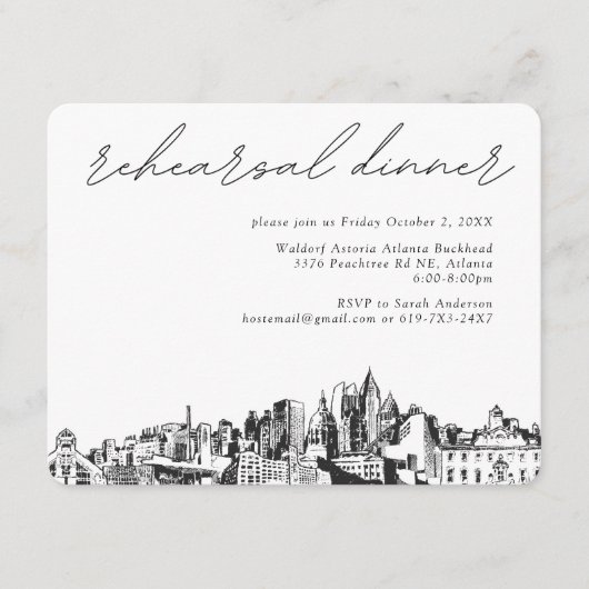 Atlanta bruiloft repetitie uitnodigen behuizing Ka Informatiekaartje (Voorkant)