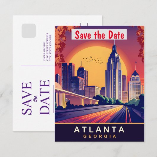 Atlanta centrum, GA, Reizen Briefkaart (Voorkant / Achterkant)