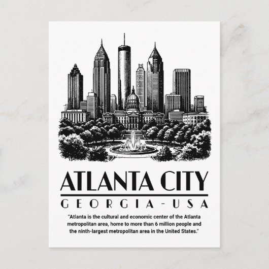 Atlanta City Georgia USA Briefkaart (Voorkant)