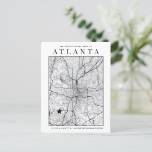 Atlanta City Map + Locatiemarker Briefkaart
