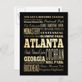 Atlanta City of Georgia State Typography Art Briefkaart (Voorkant / Achterkant)