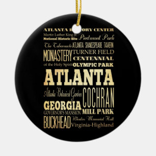 Atlanta City of Georgia State Typography Art Keramisch Ornament