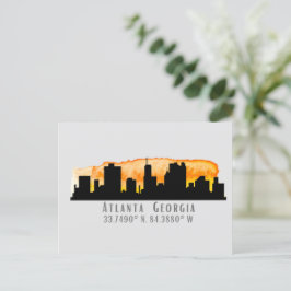 Atlanta City Skyline Map Coordinates Briefkaart
