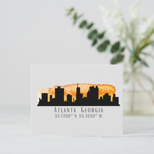 Atlanta City Skyline Map Coordinates Briefkaart (Staand voorkant)