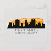 Atlanta City Skyline Map Coordinates Briefkaart (Voorkant)