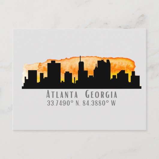 Atlanta City Skyline Map Coordinates Briefkaart (Voorkant)
