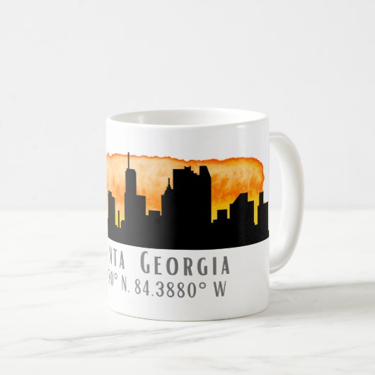 Atlanta City Skyline Map Coordinates Koffiemok (Voorkant rechts)