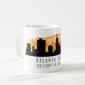 Atlanta City Skyline Map Coordinates Koffiemok (Voorkant links)