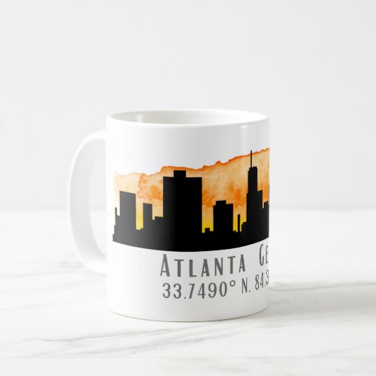 Atlanta City Skyline Map Coordinates Koffiemok (Voorkant links)