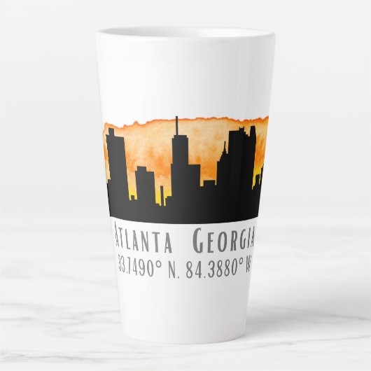 Atlanta City Skyline Map Coordinates Latte Mok (Voorkant)