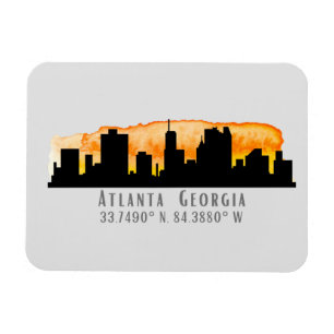 Atlanta City Skyline Map Coordinates Magneet